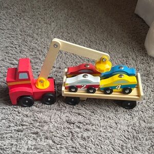 Melissa & Doug Colorful Wooden Car Transporter